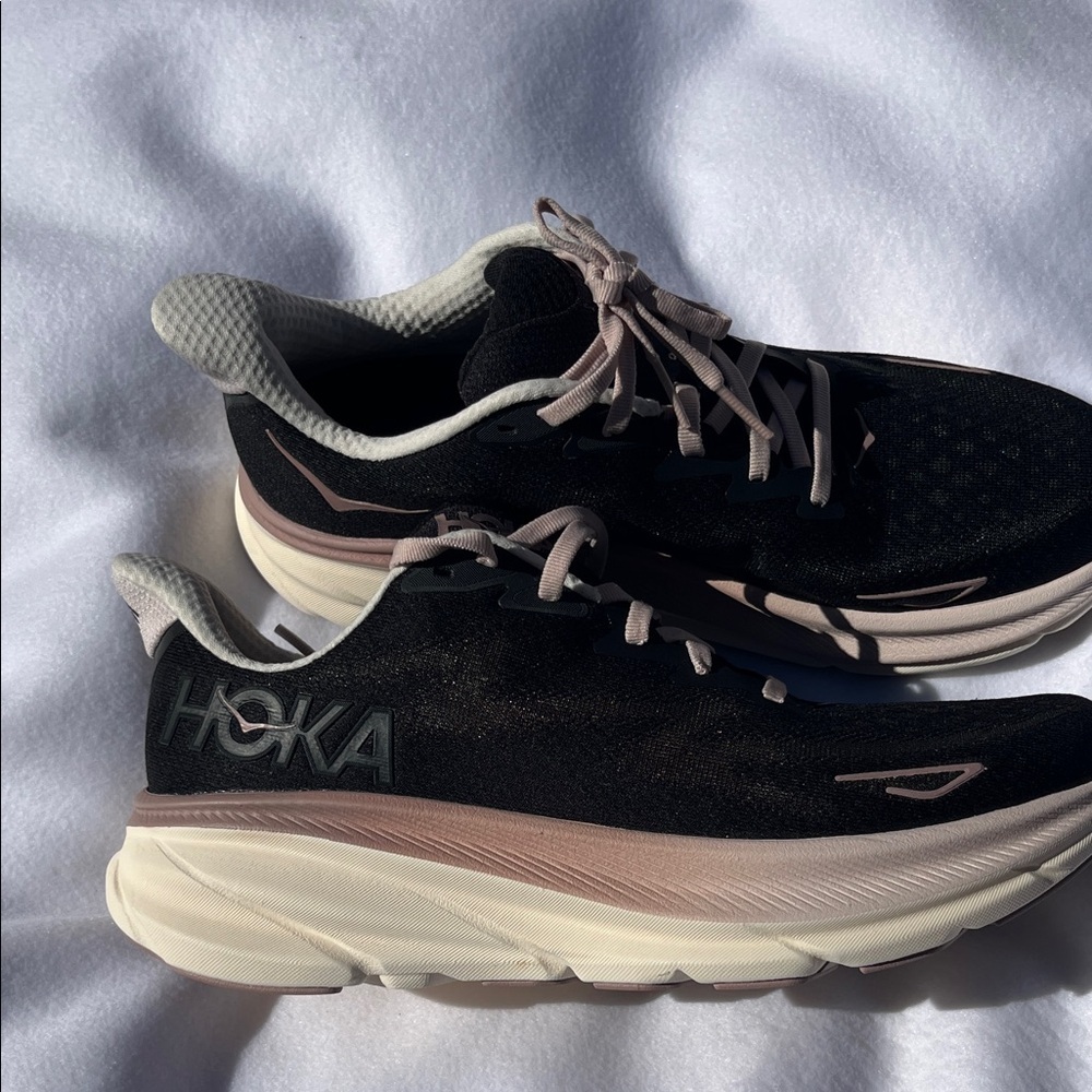 Hoka Women's Black and Light Pink Athletic Shoes - Picture 2 of 8